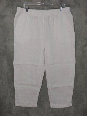 Quince Linen Pants Womens XL Ivory Pull On 100 Percent European Flax Crop